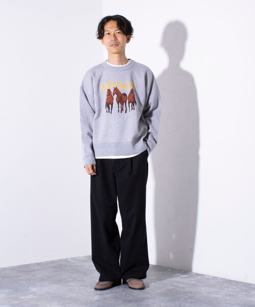 「GEVACO」 長袖ニット M グレー メンズ_画像9