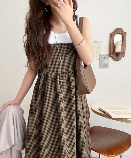 「classicalelf」 キャミソールワンピース LARGE チャコールグレー×ブラック レディース_画像7