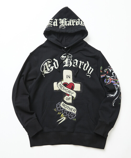 Ed Hardy 虎 グラフィック パーカー ラインストーン Ed Hardy エド