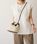 ショルダーバッグ バッグ バイカラー巾着キャン...の詳細画像4