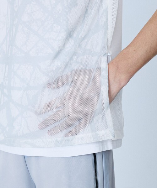 tシャツ メッシュレイヤー 半袖Tシャツ メンズ レディースの画像
