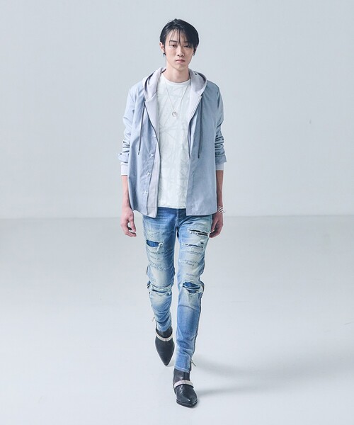 tシャツ メッシュレイヤー 半袖Tシャツ メンズ レディースの画像