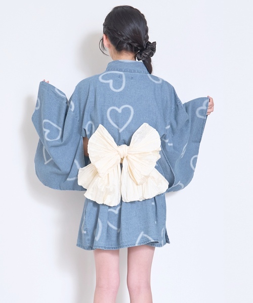 デニム生地フリル浴衣 LOVETOXIC 浴衣 デニムミニ2way浴衣 キッズ 子供 女の子 : ZOZOTOWN