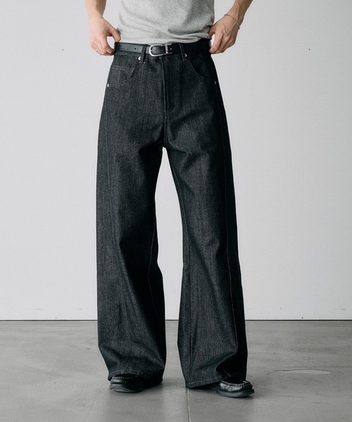 Adoon plain ワイドパンツ ジーンズ SLIM FIT CURVED RIGIT DENIM