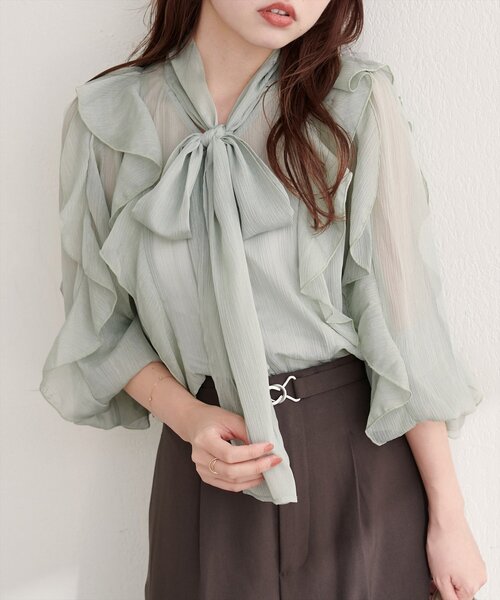 「natural couture」 長袖ブラウス FREE ブルー レディース_画像3