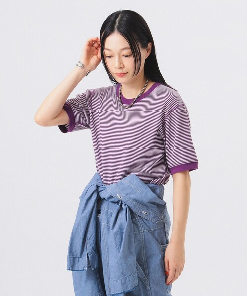 tシャツ 「別注」Healthknit / ワッフル ボーダー Tシャツ レディース BEAMS BOY tシャツ 「別注」Healthknit / ワッフル ボーダー T