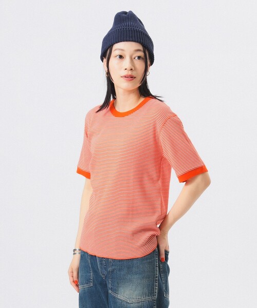tシャツ 「別注」Healthknit / ワッフル ボーダー Tシャツ レディースの画像