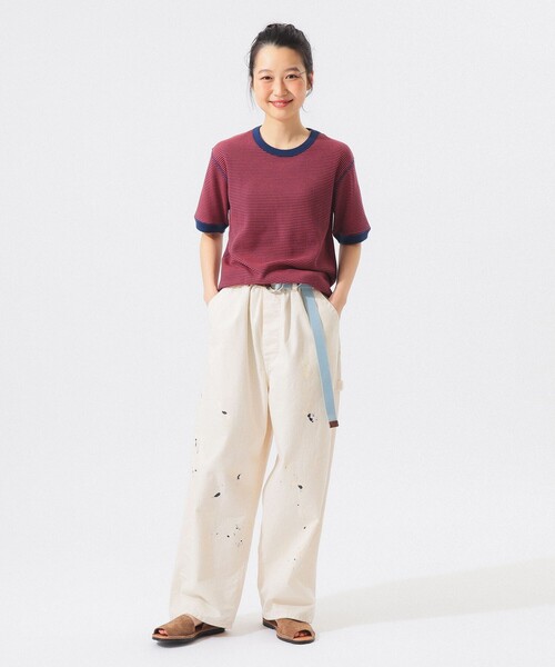 tシャツ 「別注」Healthknit / ワッフル ボーダー Tシャツ レディースの画像