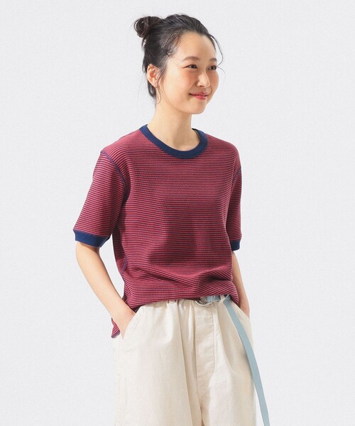 tシャツ 「別注」Healthknit / ワッフル ボーダー Tシャツ レディースの画像