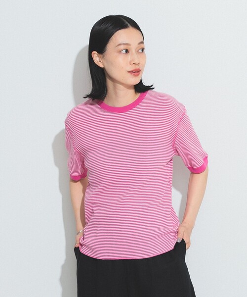 tシャツ 「別注」Healthknit / ワッフル ボーダー Tシャツ レディースの画像