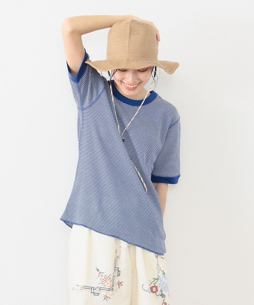 tシャツ 「別注」Healthknit / ワッフル ボーダー Tシャツ レディースの画像