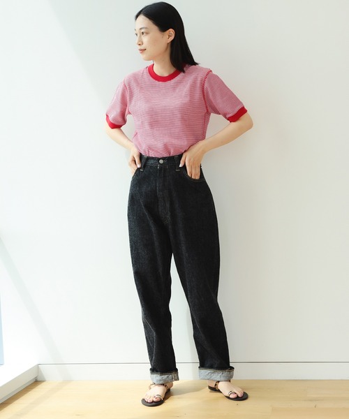 tシャツ 「別注」Healthknit / ワッフル ボーダー Tシャツ レディース Healthknit tシャツ 「HEALTHKNIT/ヘルスニット」 別注 ヘンリー