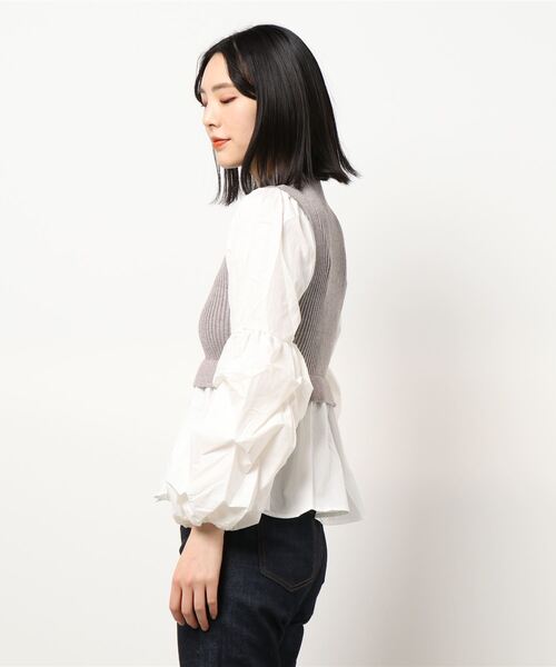 ニットドッキングパフスリブラウス 楽天市場】【SALE／50%OFF】ニットドッキングパフスリブラウス SNIDEL