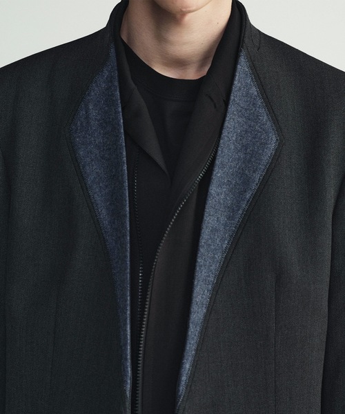 ジャケット テーラードジャケット collar cloth long jacket メンズの画像