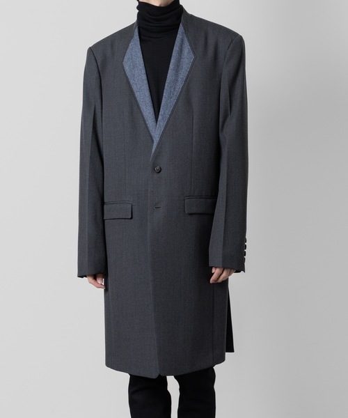 ジャケット テーラードジャケット collar cloth long jacket メンズの画像