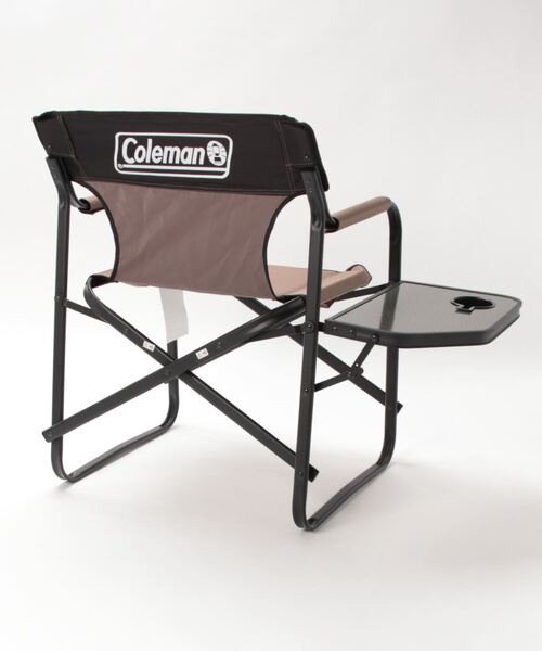 COLEMAN サイドテーブル付デッキチェアST 中古　２脚　汚れ　傷あり Coleman サイドテーブルデッキチェアST（グレージュ