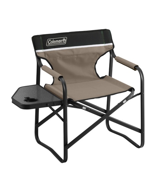 COLEMAN サイドテーブル付デッキチェアST 中古　２脚　汚れ　傷あり Coleman サイドテーブルデッキチェアST（グレージュ