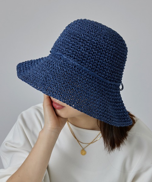 7／16迄出品　mame バケットハット AZUL BY MOUSSY | カギ編ミバケットハット (帽子 ) |SHEL'TTER