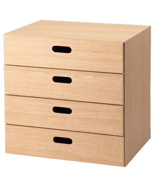 無印良品（MUJI） 家具 スタッキングチェスト・引出し・4段／オーク材