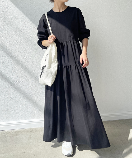 Spick＆Span ワンピース コットンツイルティアードワンピース
