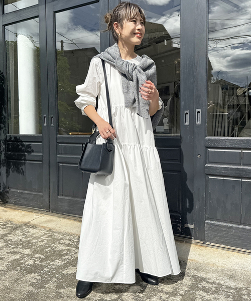 【美品】スピック&スパン　コットンツイルティアードワンピース Spick＆Span ワンピース コットンツイルティアードワンピース