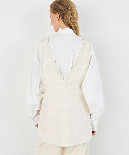 DES PRES - デプレ 【美品/24SS】22-07-41-07102 ドロップレットジャカード Vネック F DES PRES（デプレ） ベスト ジレ ドロップレットジャカード Vネック
