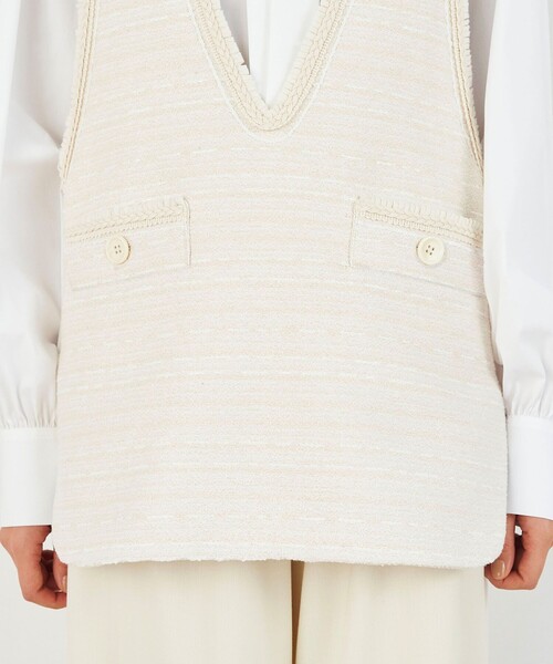 DES PRES - デプレ 【美品/24SS】22-07-41-07102 ドロップレットジャカード Vネック F DES PRES（デプレ） ベスト ジレ ドロップレットジャカード Vネック