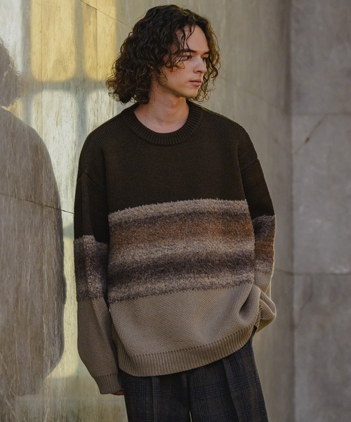 セーター ニット Gradation panel knit/グラデーションパネルニット 