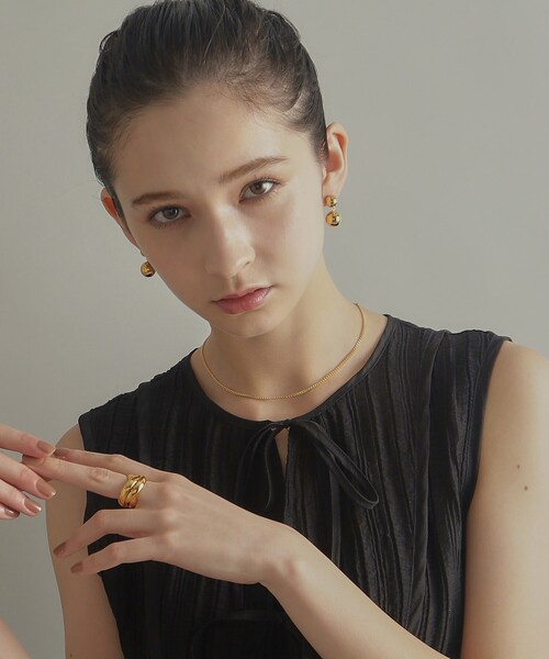 COCOSHNIK ピアス シルバー ホロウピアス ダブルボール GP レディース