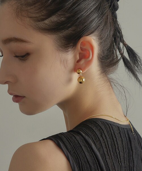 COCOSHNIK ピアス シルバー ホロウピアス ダブルボール GP レディース