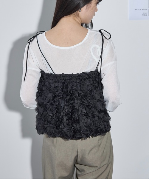 THE Yon ベスト ジレ フラワーモチーフチュールキャミビスチェ