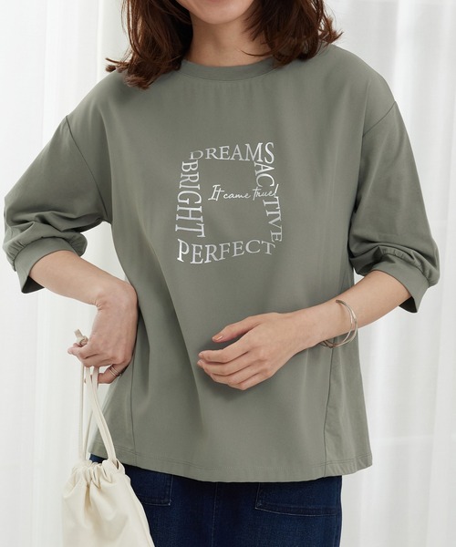 BELLUNA PLUS tシャツ 異素材使いロゴデザインプルオーバー