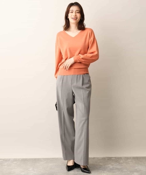 ニット セーター ベーシックVネックニット/洗える/WEB限定サイズあり レディース OFUON ニット セーター ベーシックVネックニット/洗える/WEB限定