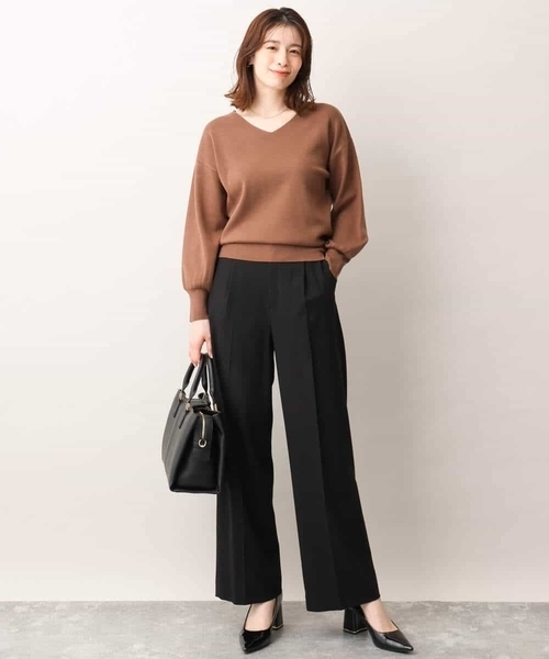 ニット セーター ベーシックVネックニット/洗える/WEB限定サイズあり レディース OFUON ニット セーター ベーシックVネックニット/洗える/WEB限定