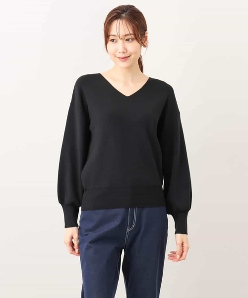 ニット セーター ベーシックVネックニット/洗える/WEB限定サイズあり レディース OFUON ニット セーター ベーシックVネックニット/洗える/WEB限定