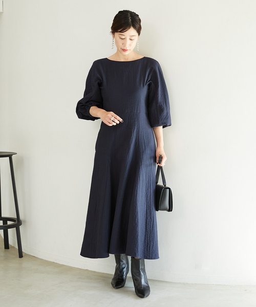 VERMEIL par iena」 長袖ワンピース 38 イエロー レディース  