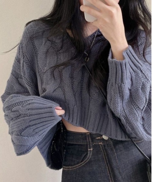 gossip!ロサンゼルス ニット セーター ほっこり＆暖か。クロップド丈