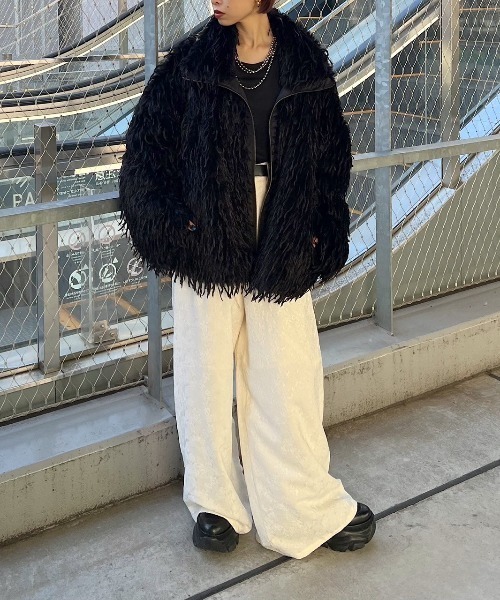 ブラックファーコート LLサイズ PAGEBOY ブルゾン アウター フェザーファーブルゾン レディース