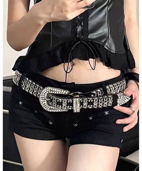 DIESEL ベルト　ラインストーン　スタッツ DIESEL ベルト ラインストーン スタッツ DIESEL ディーゼル レザー