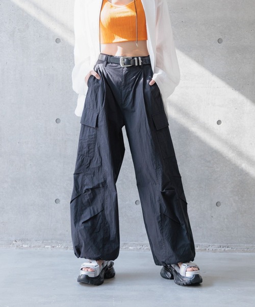 宅送] ZARA - ZARA サテン カーゴパンツ Mサイズ ブラックの通販
