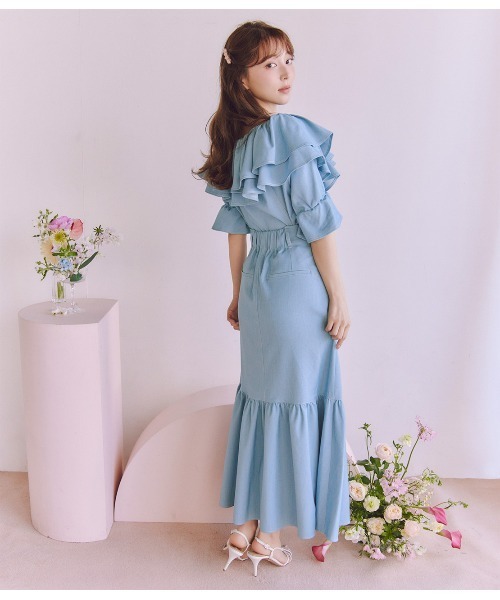 ブラウス シャツ オフショルデニム風ブラウス レディース PEACH JOHN ブラウス シャツ オフショルデニム風ブラウス