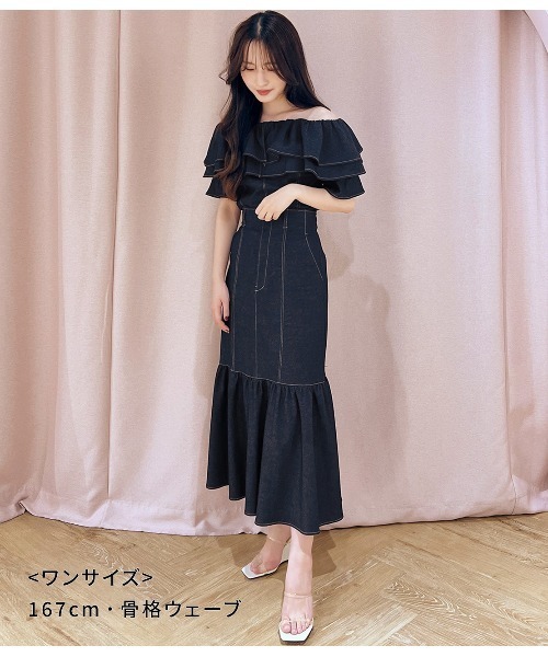 ブラウス シャツ オフショルデニム風ブラウス レディース PEACH JOHN ブラウス シャツ オフショルデニム風ブラウス