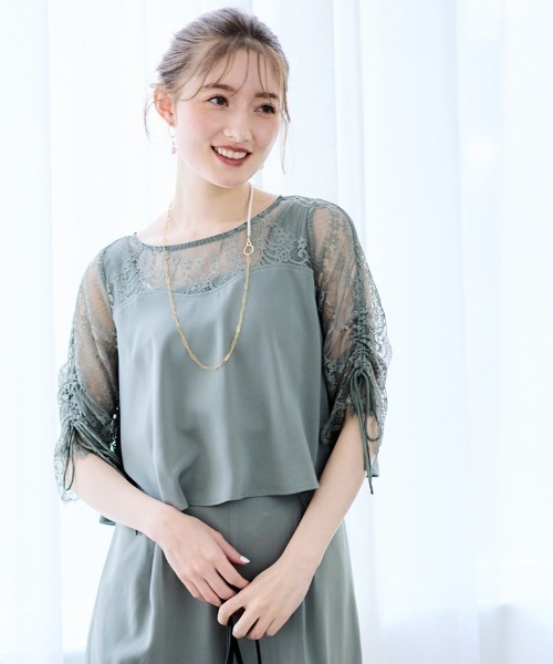 カーディガン 「組み合わせ自由」「結婚式」ベア切替ドロスト７分袖ボレロブラウス レディース