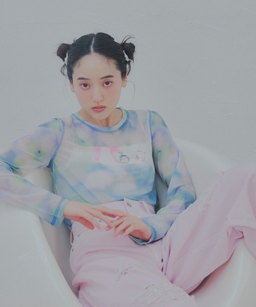 tシャツ 「Lizii Lin」キャットシアーカットソー レディース