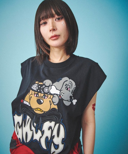 GALFY ノースリーブタンクトップ ダークグレー GALFY タンクトップ GALFY-袖を忘れしTee メンズ レディース