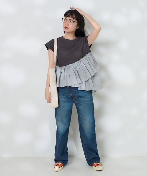 FREAK'S STORE（フリークスストア） tシャツ 裾フリル ストライプT