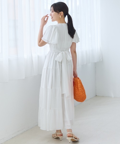 And Couture ワンピース ギャザーVネックティアードワンピース