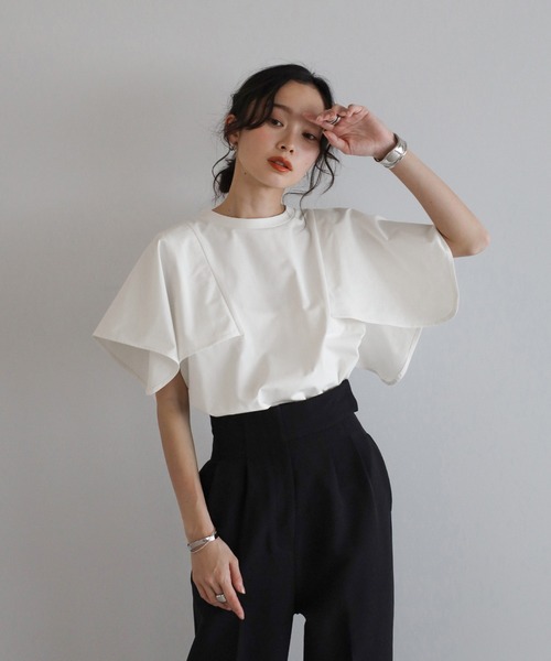 トップス Bonjour Bonjour Sagan tシャツ 「白なのに透けにくい」スクエアスリーブ
