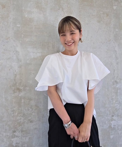 Bonjour Sagan tシャツ 「白なのに透けにくい」スクエアスリーブ