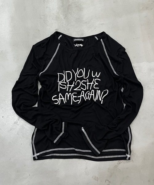 shesame」 長袖カットソー LARGE ブラック レディース
